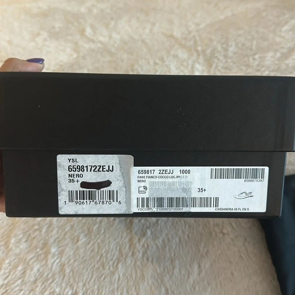 BNNW Saint Laurent Black Croc Cassandra Flats - Picture 7 of 7